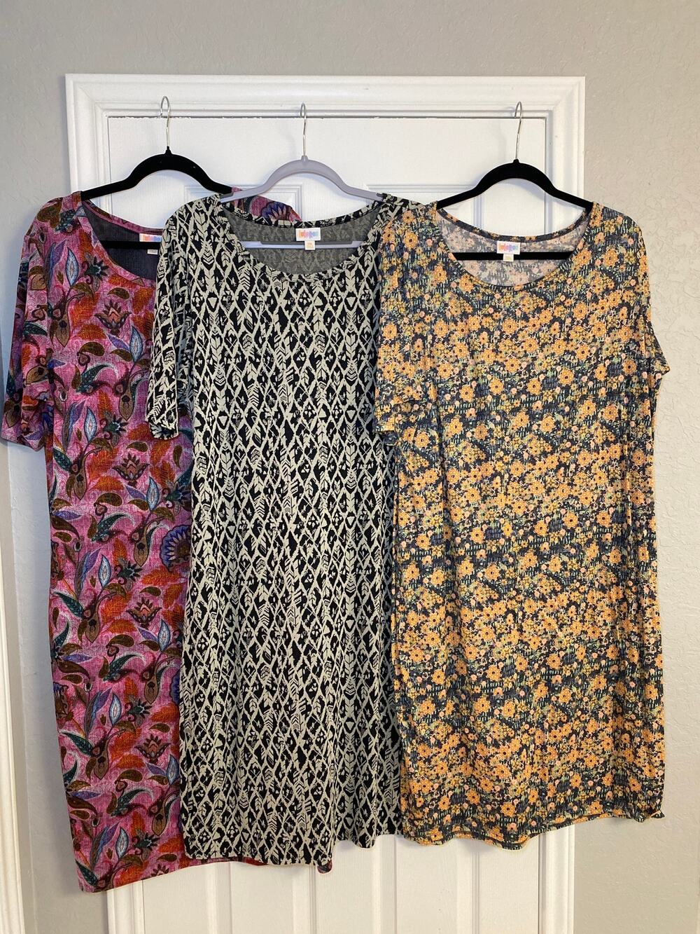 LuLaRoe Dress Bundle Lot of 3 Size 3XL Floral Geometric Short Sleeve Midi